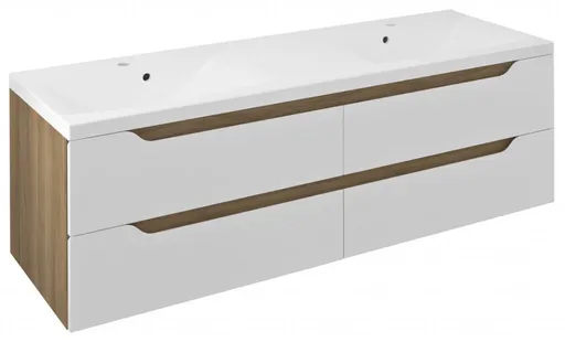SAPHO WAVE dvojumyvadlová skříňka 149,7x50x47,8cm, bílá/dub cuneo WA150-3025