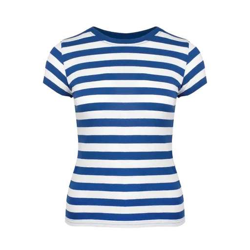 Mantis Dámské pruhované tričko - Královská modrá / bílá | L