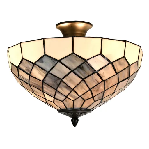 Bílo-šedá stropní lampa Tiffany Paulette - Ø 41*24 cm E14/ 2*40W Clayre & Eef