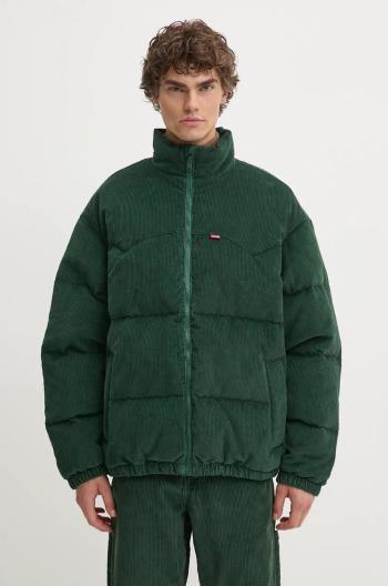 Péřová bunda Levi's pánská, zelená barva, zimní, oversize, A0726