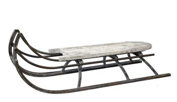 Přírodní antik kovové zdobené sáně Vintage - 86*29*32 cm 52046100