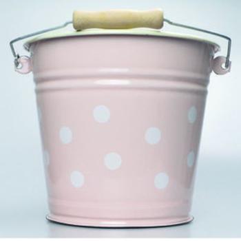 Růžový smaltovaný kyblík s puntíky Pink dot - Ø24*23cm - 6L 1020.31.3