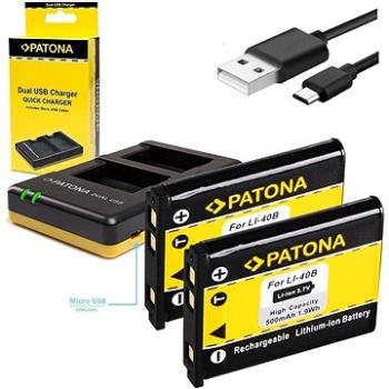 PATONA Foto Dual Quick Olympus Li-40B/42B + 2x baterie 500mAh (PT1971B)