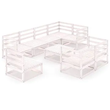 9dílná zahradní sedací souprava bílá masivní borovice, 3075670 (3075670)