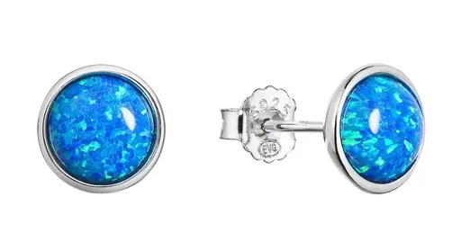 Evolution Group - Pavona Slušivé stříbrné náušnice se syntetickým modrým opálem 11465.3 blue