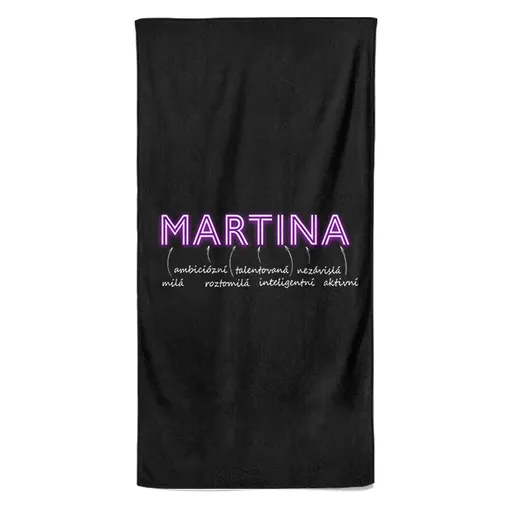 Osuška Ženská jména – NEON (Jméno: Martina, Velikost osušky: 70x140cm)