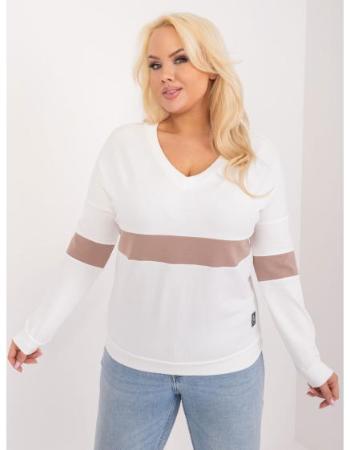 Dámská halenka plus size s dlouhými rukávy ecru 