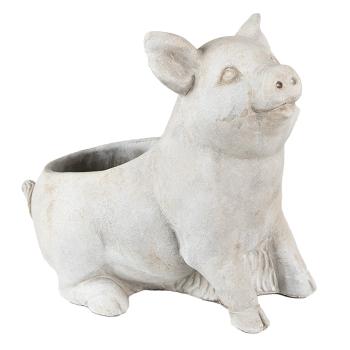 Šedý cementový květináč prasátko Pig - 24*13*20 cm 6TE0459