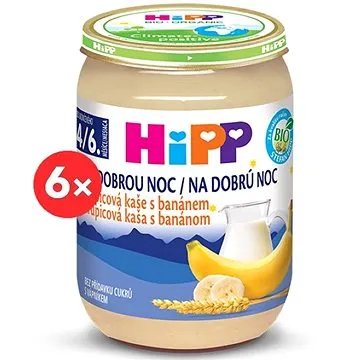 HiPP BIO Kaše na dobrou noc krupicová s banánem - 6× 190 g (4062300286672)