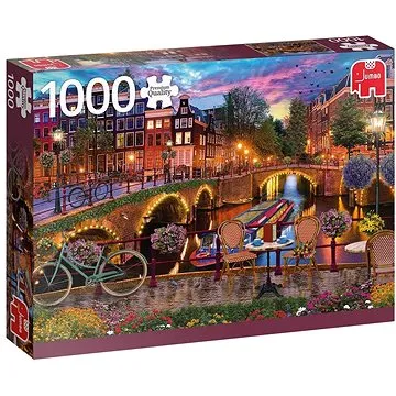 Jumbo Puzzle Vodní kanály v Amsterdamu 1000 dílků (8710126188606)
