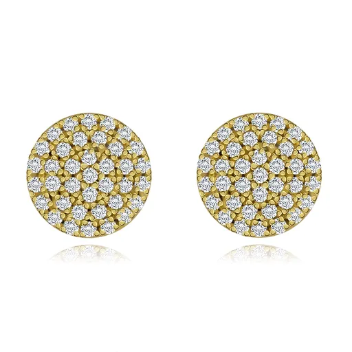 Náušnice ze stříbra 925 - zlaté kruhy s čirými zirkony, puzety