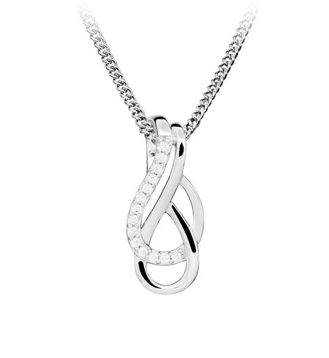 Silver Cat Stříbrný náhrdelník s kubickými zirkony SC548 (řetízek, přívěsek)