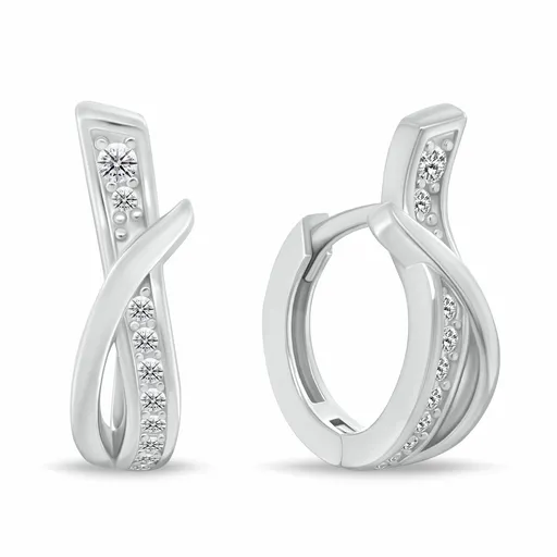 Brilio Silver Stylové stříbrné náušnice se zirkony EA213W