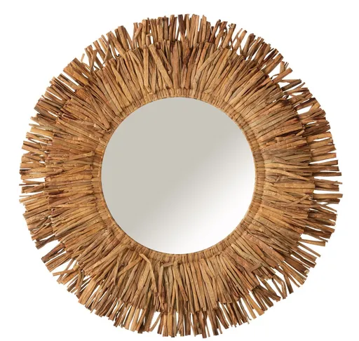 Nástěnné kulaté zrcadlo lemované rámem z vodního hyacintu Maurice - Ø104*8cm J-Line by Jolipa
