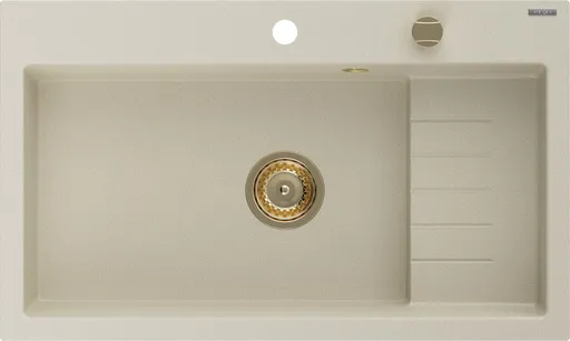MEXEN/S Omar granitový dřez 800 x 480 mm, béžová, zlatý sifon 6520801005-69-G