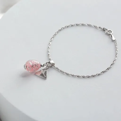Lampglas Náramek Soft Pink Nude s ryzím stříbrem BNM5/AG/RHO 19 cm