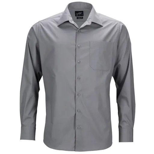 James & Nicholson (Daiber) Pánská košile s dlouhým rukávem JN642 - Ocelová | XL