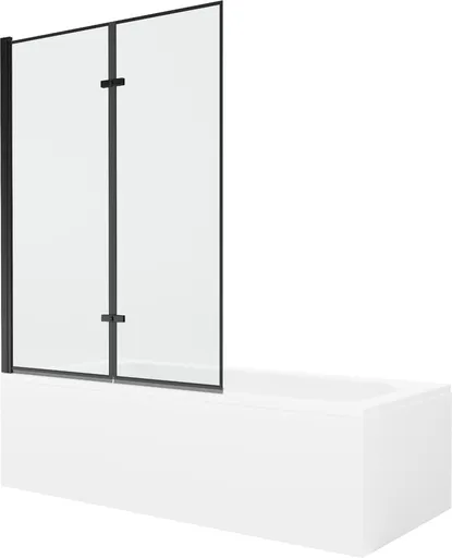 MEXEN/S Vega obdélníková vana 150 x 70 cm s panelem + vanová zástěna 120, černá vzor 550115070X9212027070