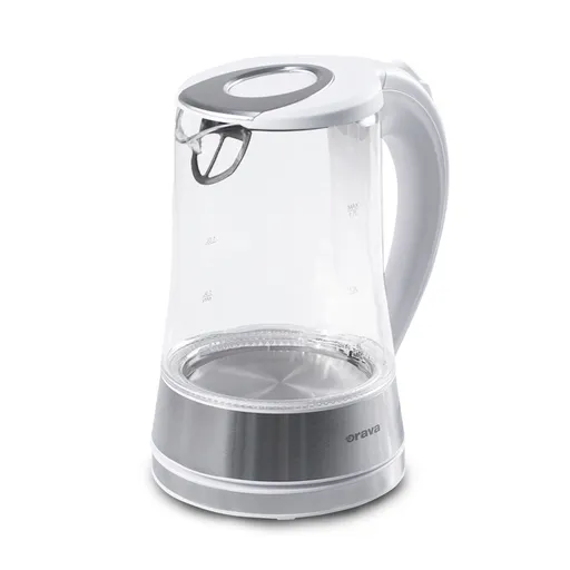 Orava Skleněná varná konvice s LED podsvícením, bílá