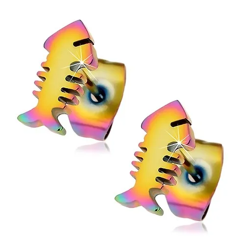 Barevné náušnice z oceli 316L, rybí kost, puzetky