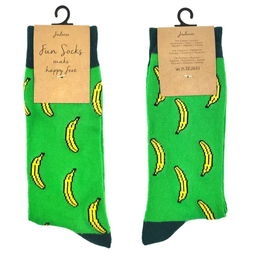 Veselé zelené ponožky s banány - 39-41 JZSK0011M