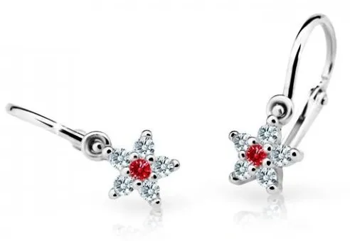 Cutie Jewellery Třpytivé dětské náušnice z bílého zlata C2118-10-X-2 červená