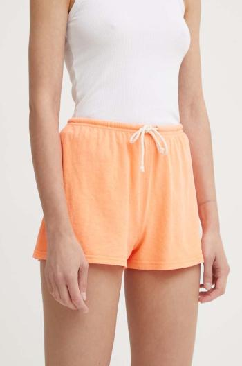 Šortky s příměsí lnu American Vintage SHORT COURT oranžová barva, high waist, LOP09AE24