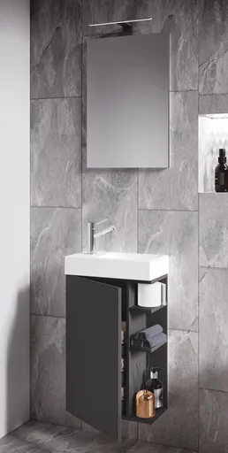 VCM 3dílná umyvadlová skřínka pro hosty Lumia se zrcadlem, antracit