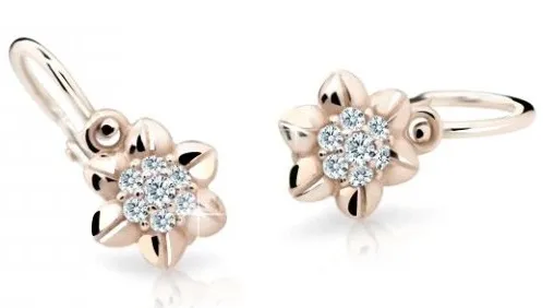 Cutie Diamonds Blyštivé dětské náušnice z růžového zlata Kytičky s brilianty DC2202-10-00-X-4