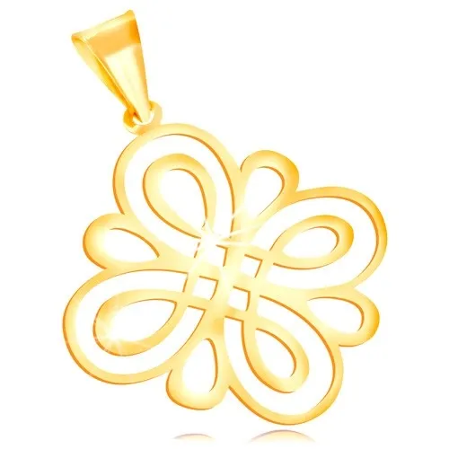 Přívěsek ze žlutého zlata 585 - lesklý plochý ornament z oblých smyček