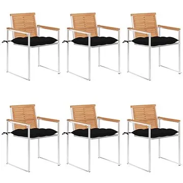 SHUMEE Židle zahradní s poduškami, teak 3078603 - 6ks v balení (3078603)