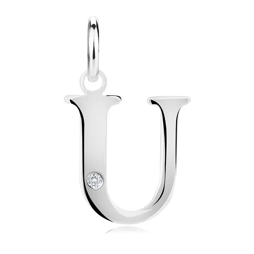 Diamantový přívěsek ze stříbra 925 - velké písmeno U, kulatý briliant