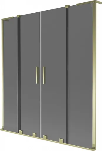 MEXEN/S Velar L Duo dvoukřídlá posuvná vanová zástěna 160 x 150, grafit, zlatá 896-160-003-42-50