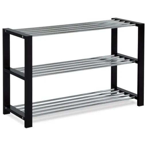 Botník 3 patra, černá, 80 x 30 x 50 cm, 3 patra