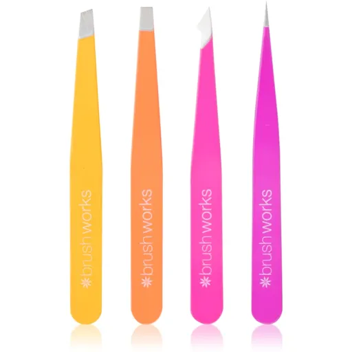 Brushworks Combination Tweezer Set sada pinzet na obočí typ Brights 4 ks