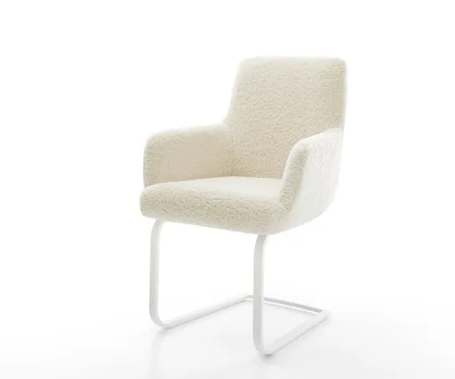 Jídelní židle Heira-Flex s područkami plyšový manšestr béžová