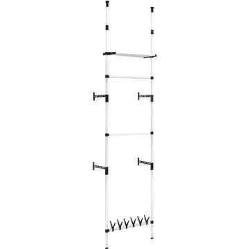 Teleskopický šatní úložný systém s tyčemi a policí hliník (321107)