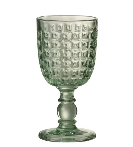 Reliéfní zelená sklenička na noze Embossed - Ø8*17cm / 200ml J-Line by Jolipa