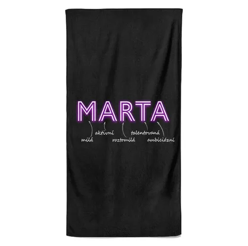 Osuška Ženská jména – NEON (Jméno: Marta, Velikost osušky: 100x170cm)