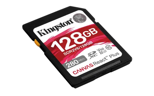 Kingston SDXC karta 128GB Canvas React Plus, UHS-II, U3, V60, R:280/W:100MB/s
