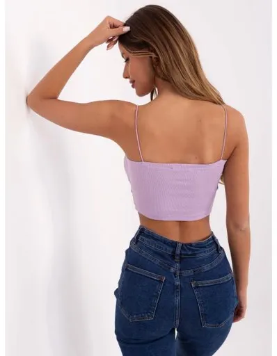 Lilový krátký top basic s pruhy SUBLEVEL