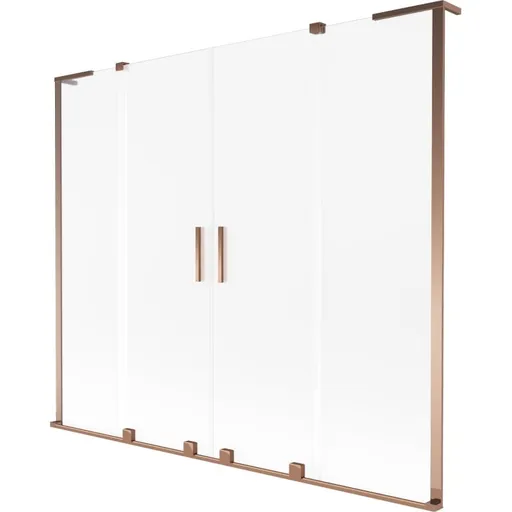MEXEN/S Velar L Duo dvoukřídlá posuvná vanová zástěna 200 x 150, dekor, růžové zlato 896-200-003-32-60