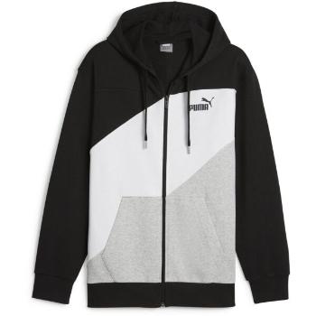 Puma POWER COLORBLOCK FULL-ZIP HOODIE Pánská mikina, černá, velikost