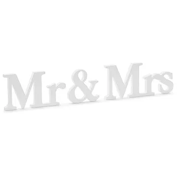 Dřevěný nápis "Mr & Mrs" - pan a paní - bílý, 50 x 9,5 cm (5900779111127)