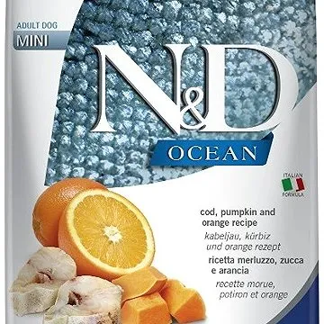 N&D OCEAN DOG Adult Mini Codfish & Pumpkin & Orange 7 kg (8010276036537)