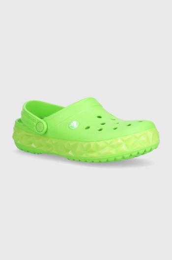 Dětské pantofle Crocs Geometric Glow Band zelená barva