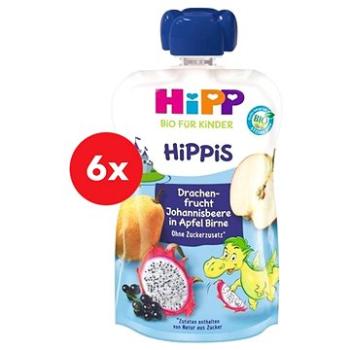 HiPP BIO Hippies Jablko-Hruška-Dračí ovoce -Černý rybíz 6× 100 g (4062300342859)