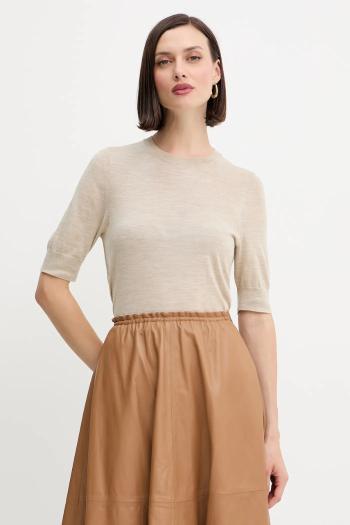 Vlnené tričko BOSS béžová farba, 50544996