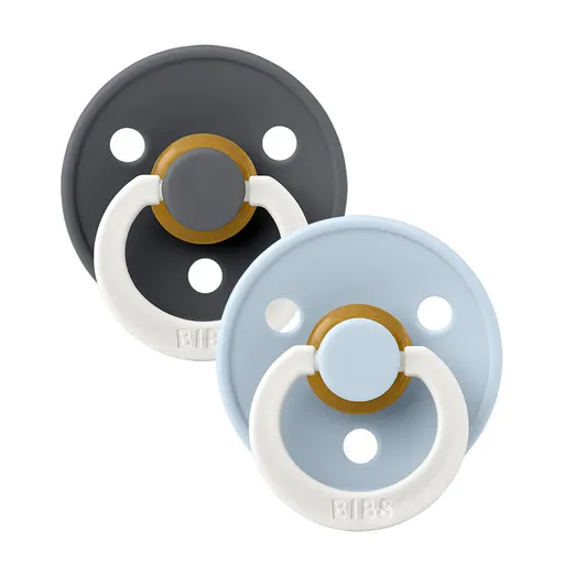 BIBS Dudlíky z přírodního kaučuku noční Colour 2ks, velikost 3 - Iron / Baby Blue