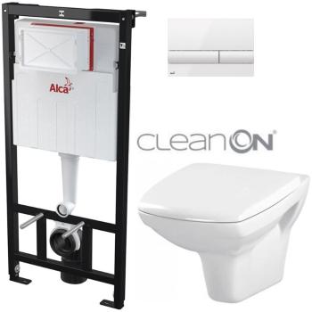 ALCADRAIN Sádromodul předstěnový instalační systém s bílým tlačítkem M1710 + WC CERSANIT CLEANON CARINA  + SEDÁTKO AM101/1120 M1710 CA1